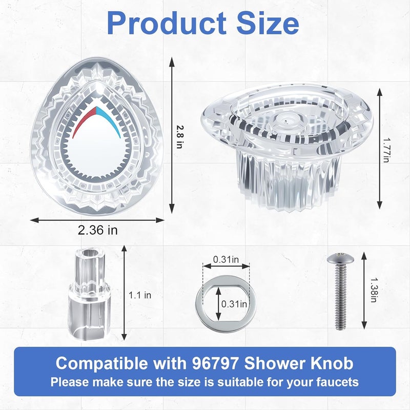 Coolfell 2 Pack 96797 Shower Handle Replacement, Compatible with Moen Chateau Shower Trim Kit for 1225 Cartridge, Shower Knob Replacement, for Bathroom Tub and Shower, Include Screws - Image 2